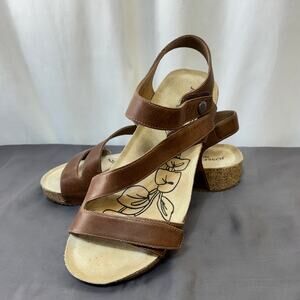Josef Seibel Tonga 25 Women's Comfort Sandals Leather Adj Strap EU40 Brown Camel